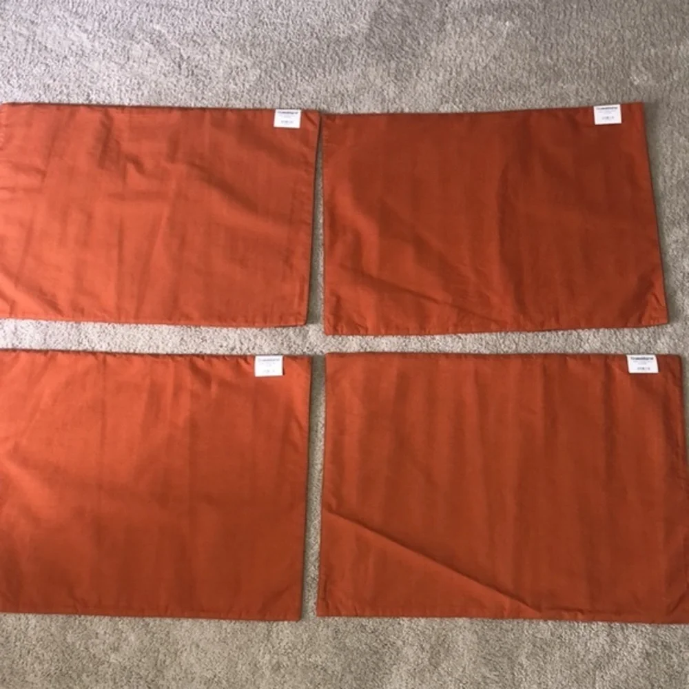 Crate & Barrel Halloween Fall Thanksgiving‎ Placemats Set (4) Orange Angle Multi